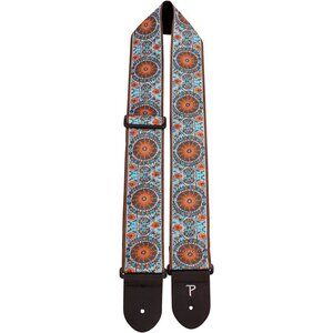 PERRI'S Leathers Ltd 2.5" Wide Blue Mandala Jacquard GUITAR STRAP TWS-7143 NIP